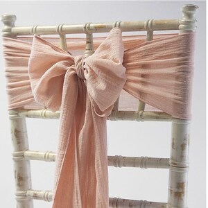 Cheesecloth Sash Bow 12 Colours Available Wedding Chair Decor Dusky Pink