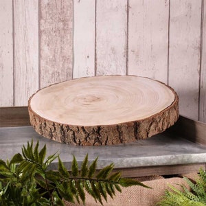 Cracked Natural Wood Slice Rustic Cake Stand, Thick Centerpieces