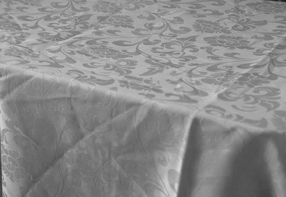 Silver Tablecloth Christmas Damask Rectangular Dining Chair Etsy