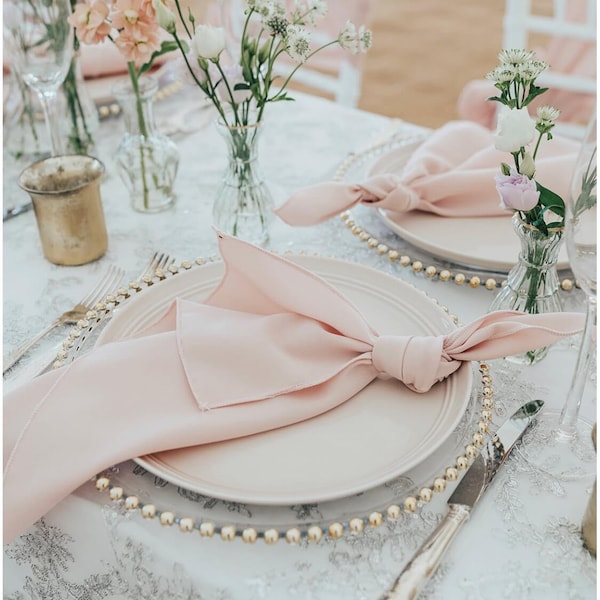 Bespoke Wedding Table Napkins Polyester Overlocked Christmas Minimalist Casual Decor Various Colours Pastel