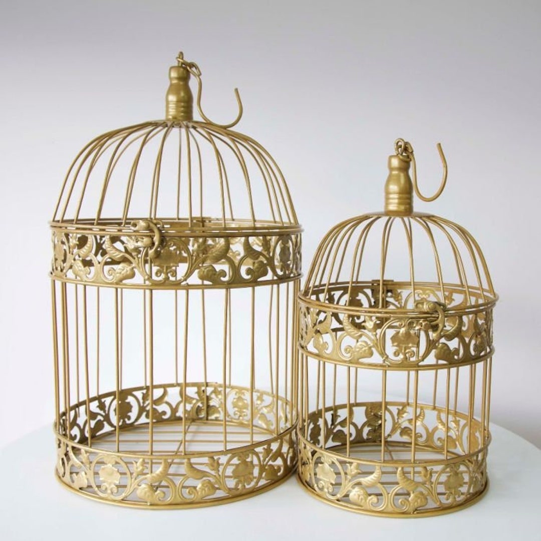 Decorative Round Birdcage Set of 2 Gold Wedding Event Venue