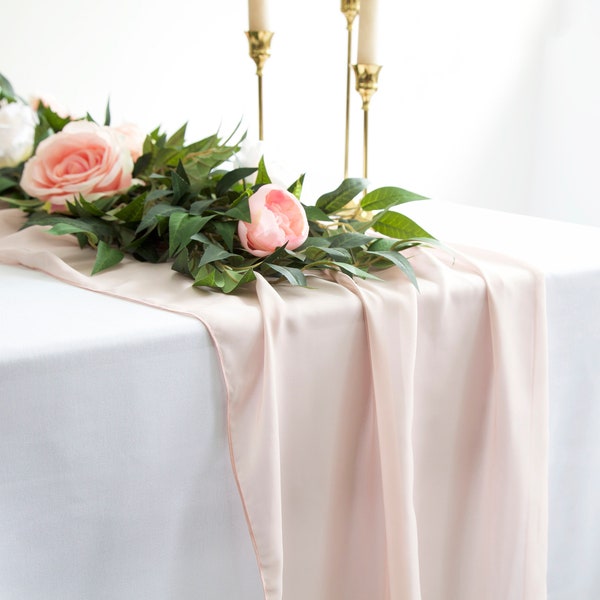 Grands chemins de table en mousseline de soie, décoration d'événement de mariage à domicile, différentes couleurs disponibles
