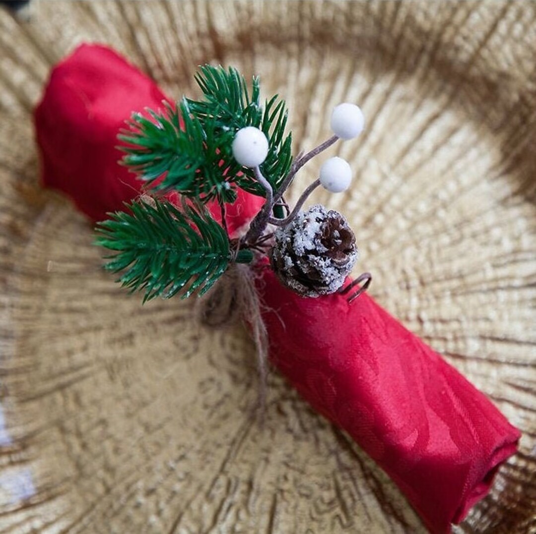 Xmas Festive Napkin Ring With Pine Cone Pack of 6 Natural Etsy — free download