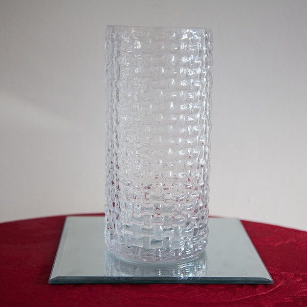 Glass Strippled Vase Tealight Candle Holder Hurricane Vase 2 Sizes Available Home Wedding Decor Centrepiece