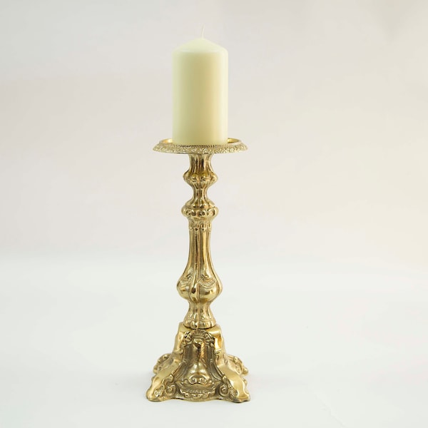 Antique Gold Pillar Candle Holder Etsy