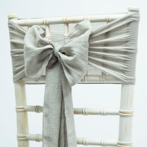 Cheesecloth Sash Bow 12 Colours Available Wedding Chair Decor Light grey