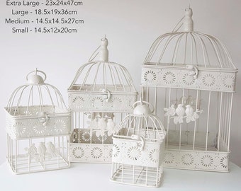 Decorative Square Birdcage Set of 4 Ivory Wedding Event Venue Vintage Decor