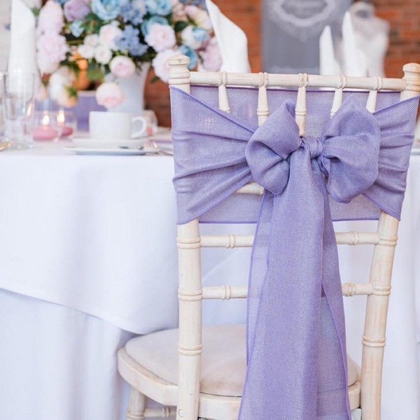 Linen Sash Bow 17 Colours Available Wedding Venue Event Chiavari Chair Rustic Decor