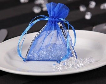 Organza Sheer Favour Bags with Diamante Edge 10 Pack Various Colours Wedding Party Gift Bags