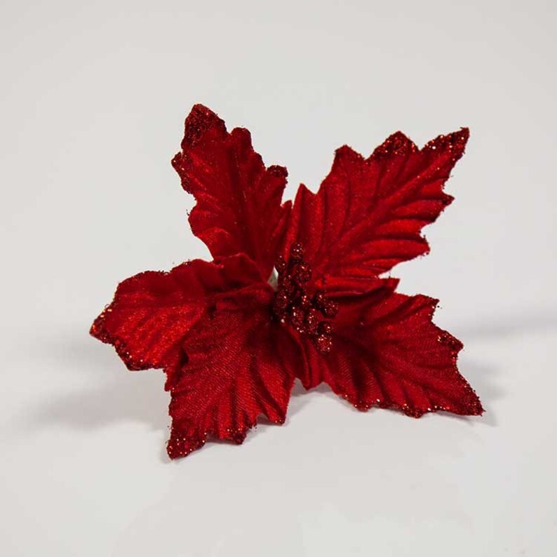 Christmas Decorative Velvet Poinsettia Picks Christmas Flower Etsy UK