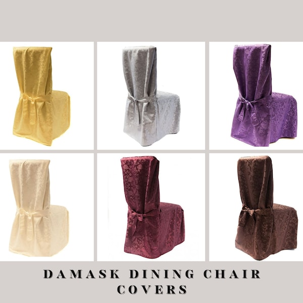 Damask Dining Chair Covers With Pleats 5 Colours Living  Room Dining Chair RJ03