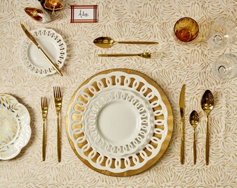 Weißes Gitter Teller 4er Set Starter Side Dinner & Ladegerät Teller Hochzeit Tablescape Home Geschirr Decor