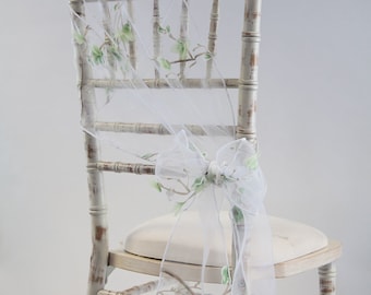 Blossom Organza Chair Bows Floral Sashes / Table Runners / Overlays 3 Colours Baby Shower Events Weddings Vintage Decor