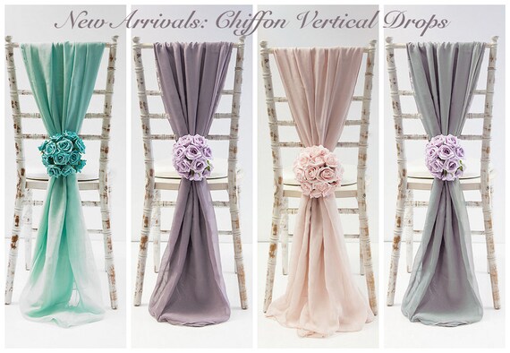 Chiffon Vertical Drapes Wedding Chair Decor 21 Colours Etsy