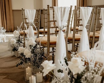 Décoration de chaise chiavari en mousseline de soie pour mariage, 40 couleurs disponibles, lieu d'événement, fête