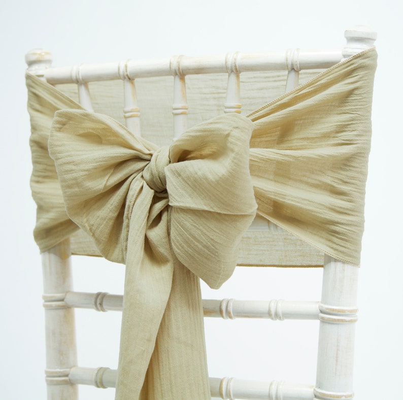 Cheesecloth Sash Bow 12 Colours Available Wedding Chair Decor Natural