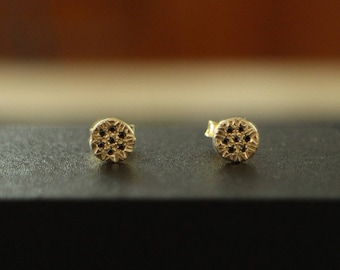 black diamond Earring, Stud Earrings, 14k Gold Post Studs, Second Hole Studs, Everyday Stud, gold and diamond earrings, diamond jewelry