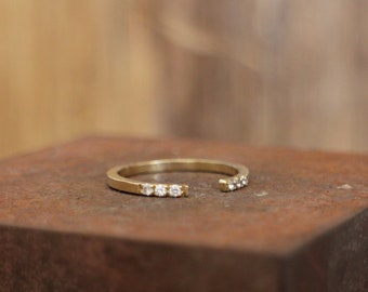 Minimalist Diamond Ring, Delicate Diamond Ring,  Dainty Gold Diamond Ring, Stacking Cuff Ring, everyday diamond ring, hand made fine jewelry