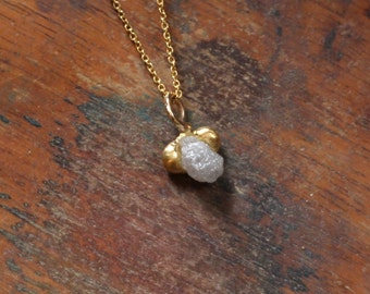 Collana con diamanti grezzi, ciondolo con diamanti grezzi, piccola collana con diamanti fluttuanti, gioielli con diamanti grezzi