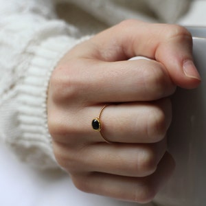 Green Tourmaline ring, Tourmaline engagement ring, gold gemstone ring Tourmaline jewelry