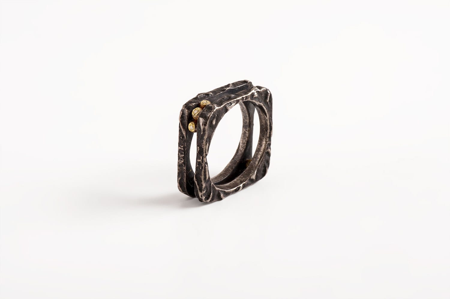 Black Square Ring Womens Black Ring Band Square Ring Silver Etsy Israel