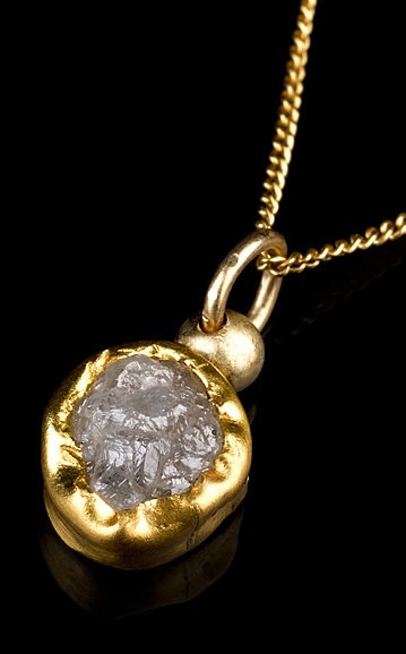 Diamond pendant necklace, April birthstone, raw diamond necklace, rough diamond jewelry, gold diamond necklace image 4