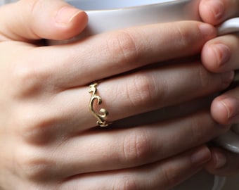 14k Solid gold ring, unique gold ring, 14k gold ring, yellow gold wedding band, unique wedding ring