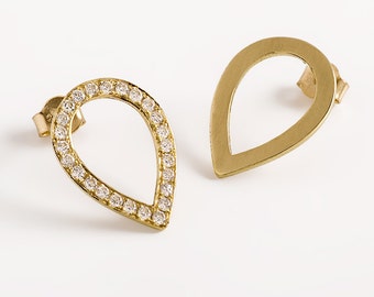 Diamond drop earrings, fine gold drop earrings, Diamond bridal earrings, Pave diamond earrings, Genuine diamond earrings