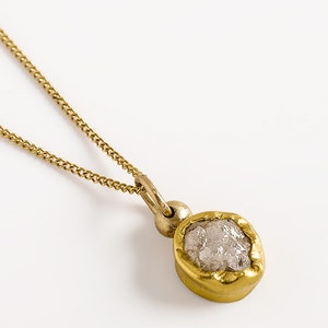 Diamond pendant necklace, April birthstone, raw diamond necklace, rough diamond jewelry, gold diamond necklace image 3