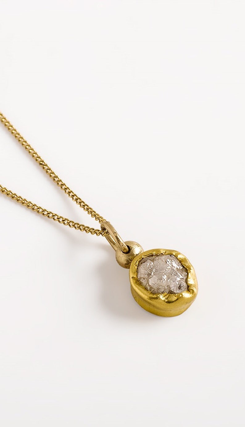 Diamond pendant necklace, April birthstone, raw diamond necklace, rough diamond jewelry, gold diamond necklace image 3