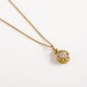 Diamond pendant necklace, April birthstone, raw diamond necklace, rough diamond jewelry, gold diamond necklace image 1