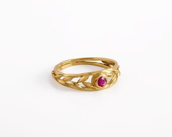 Gold Ruby ring, Ruby engagement ring, Red Ruby ring, Gold ring with stone, July birthstone ring