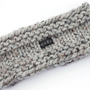 Knit Headband Earwarmer 9 Colours Available. Mens Ear Warmer. Chunky Grey Tweed Wool Blend. Mens, Womens, Kids. Sizes S/M/L/XL HoBo Handmade