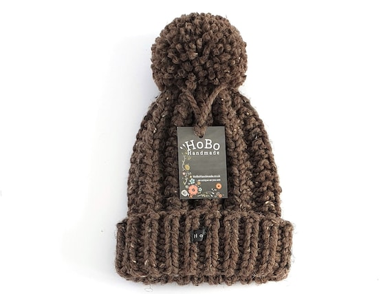 brown bobble hat