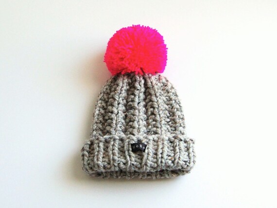 hot pink bobble hat