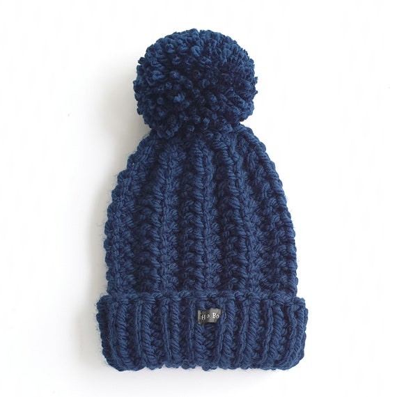 navy blue bobble hat