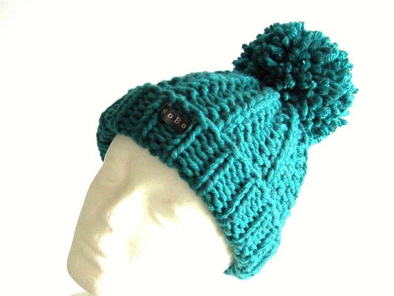 Bonnet à Pompon Tricoté Main Unisexe Adulte - Neuf Sans étiquette, Matière Knit, Style Hiver