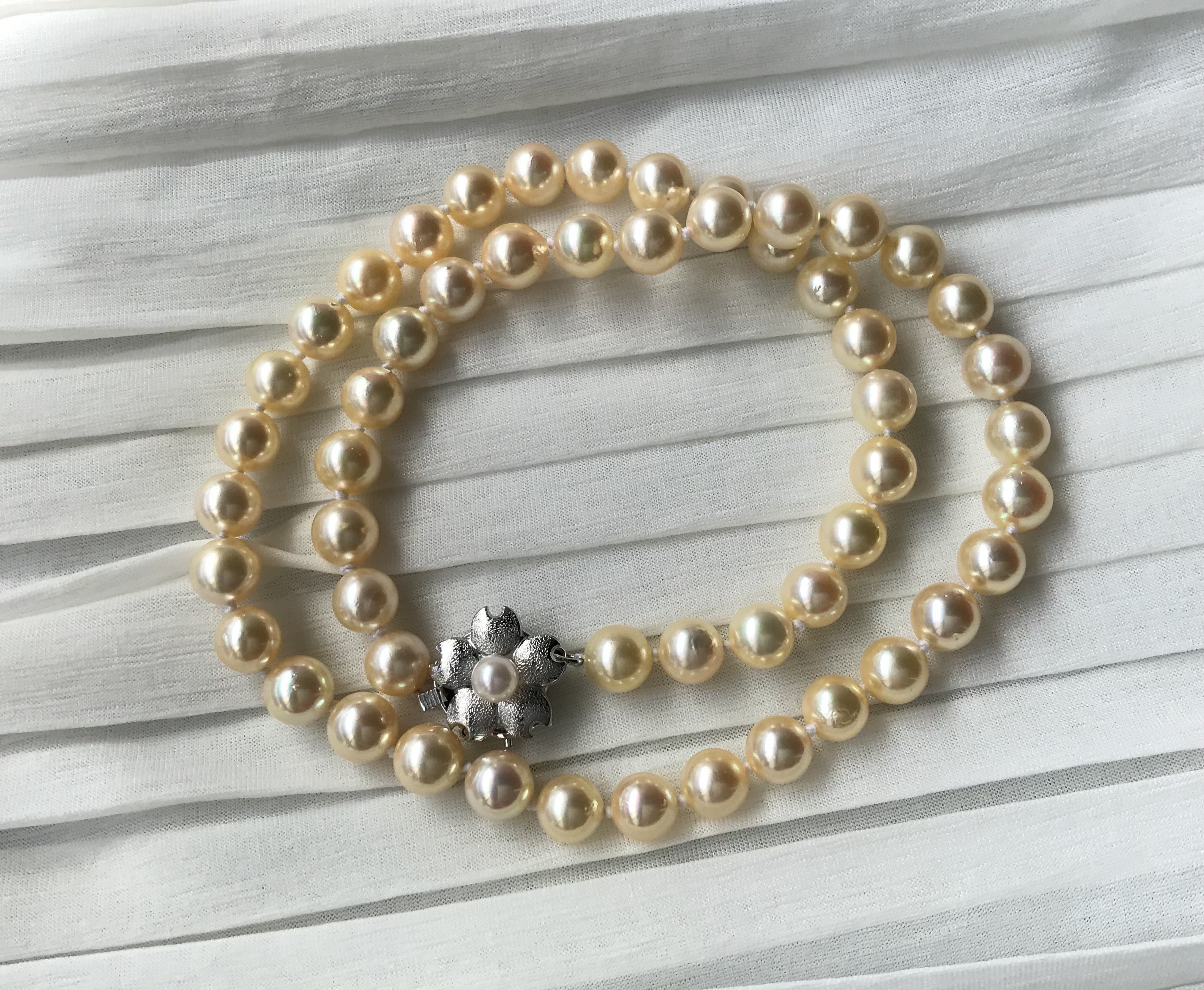 保証書付TASAKI あこや真珠Pearl Necklace TASAKI 14k White Gold Pearl Necklace. 7mm Pearls Necklace