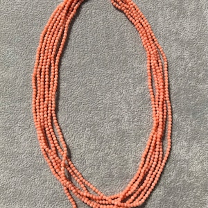 46cm Angel skin coral 6 strand vintage necklace