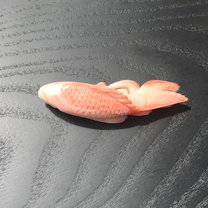 Extra large Nishiki-goi (carp) natural pink carved coral vintage brooch/pendant