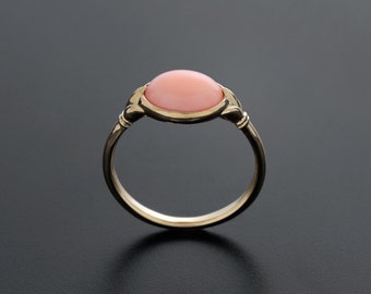 Made to order / Angel skin coral solid 14K gold ring