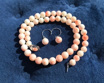 8mm Natural Pink Japanese Deep Sea Coral Necklace and