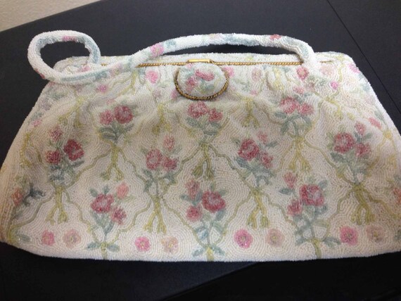 1950's vintage beads bag made in france 1950s Fren