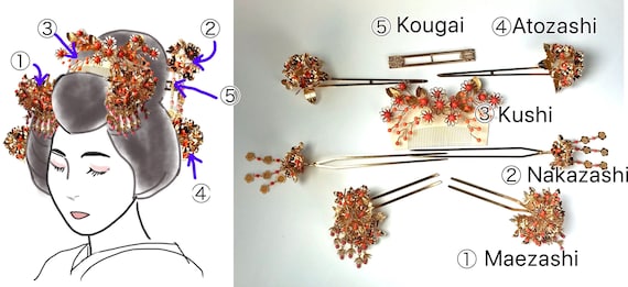 Vintage Kanzashi Set Japanese Traditional Wedding Hair  display picture 2