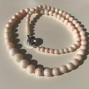 9mm-5mm 45cm Japanese Okinawa angel skin deep sea precious coral necklace