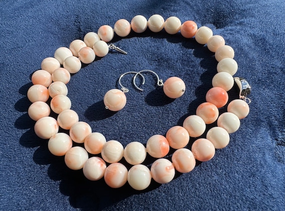 9mm Natural pink Japanese deep sea coral necklace