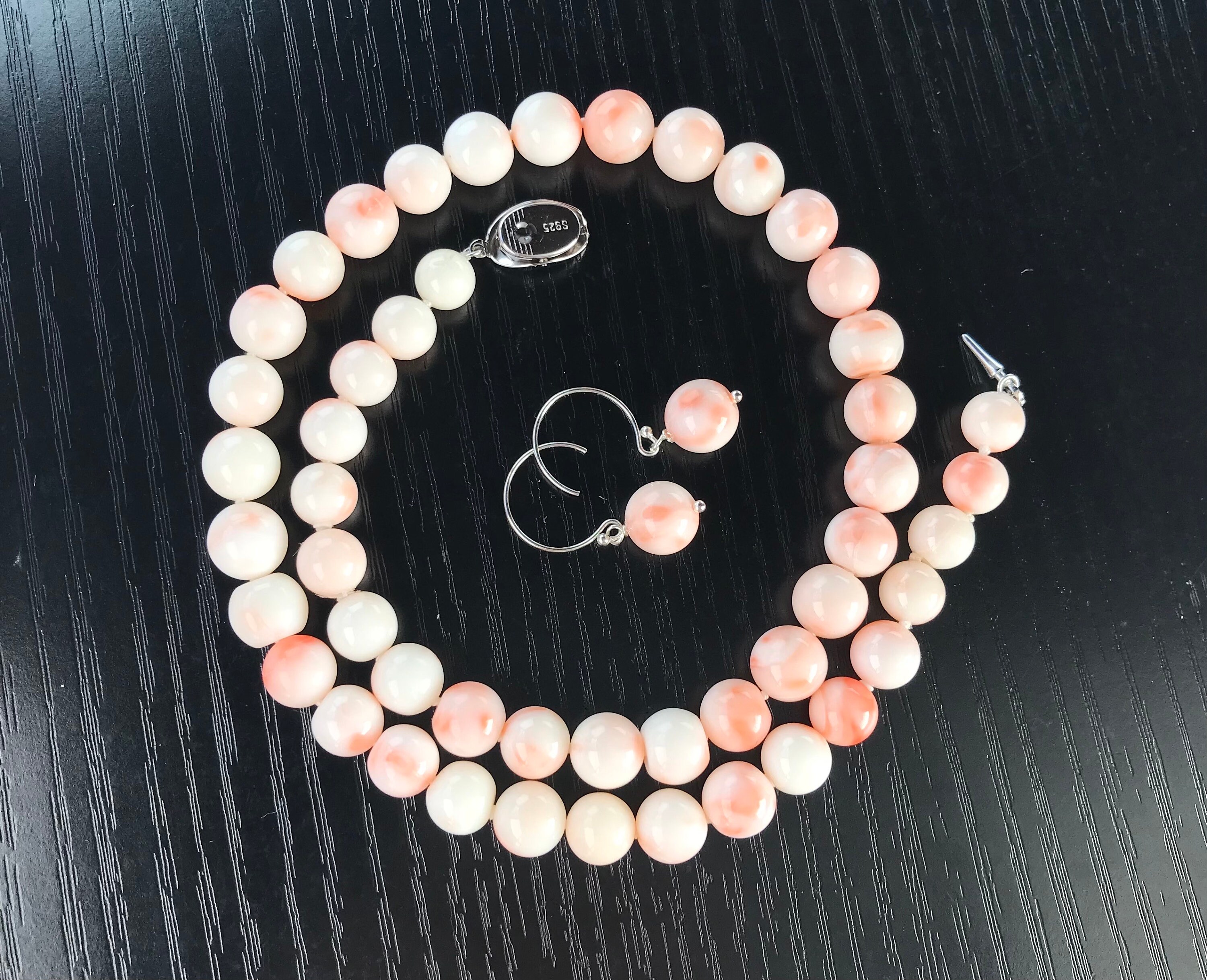 8mm Natural Pink Japanese Deep Sea Coral Necklace and