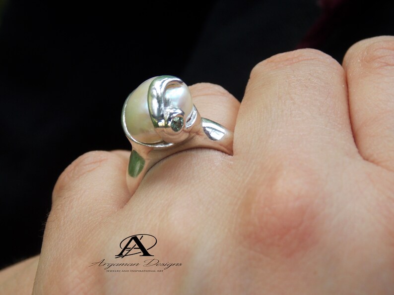 South Sea pearl ring Wedding ring Engagement ring White pearl ring Pearl Ring One of a Kind Women/'s ring Women/'s Jewelry