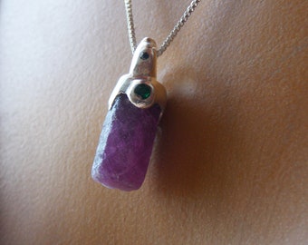 Collier pendentif rubis en argent avec diamant bleu, talisman de grossesse