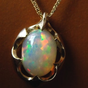 Gorgeous Large Opal Rainbow AAA Multicolor Pendant Made of 14K - Etsy